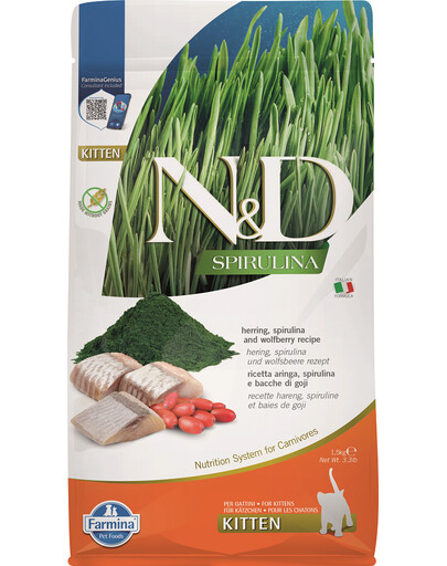 FARMINA N&D Spirulina Kitten Herring and Wolfberry 50g Kompletní krmivo pro koťata a pro březí a kojící kočky
